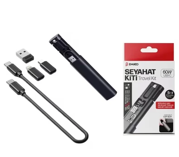 ENKADO EKD-SK10 TRAVEL SEYAHAT KİTİ 5İN1 SET SİYAH